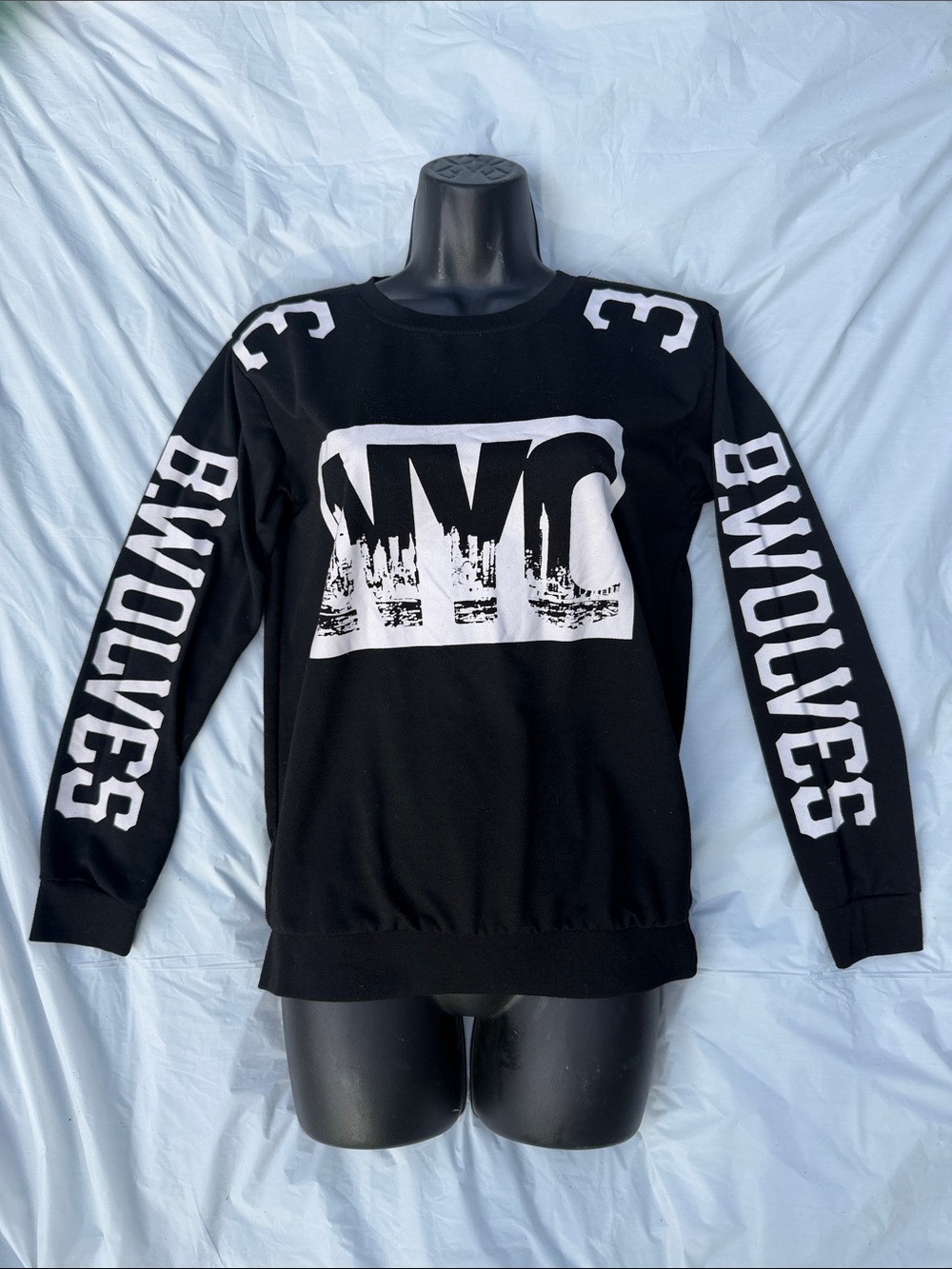 Black NYC Graphic Men's Sweater - Bold Lettering